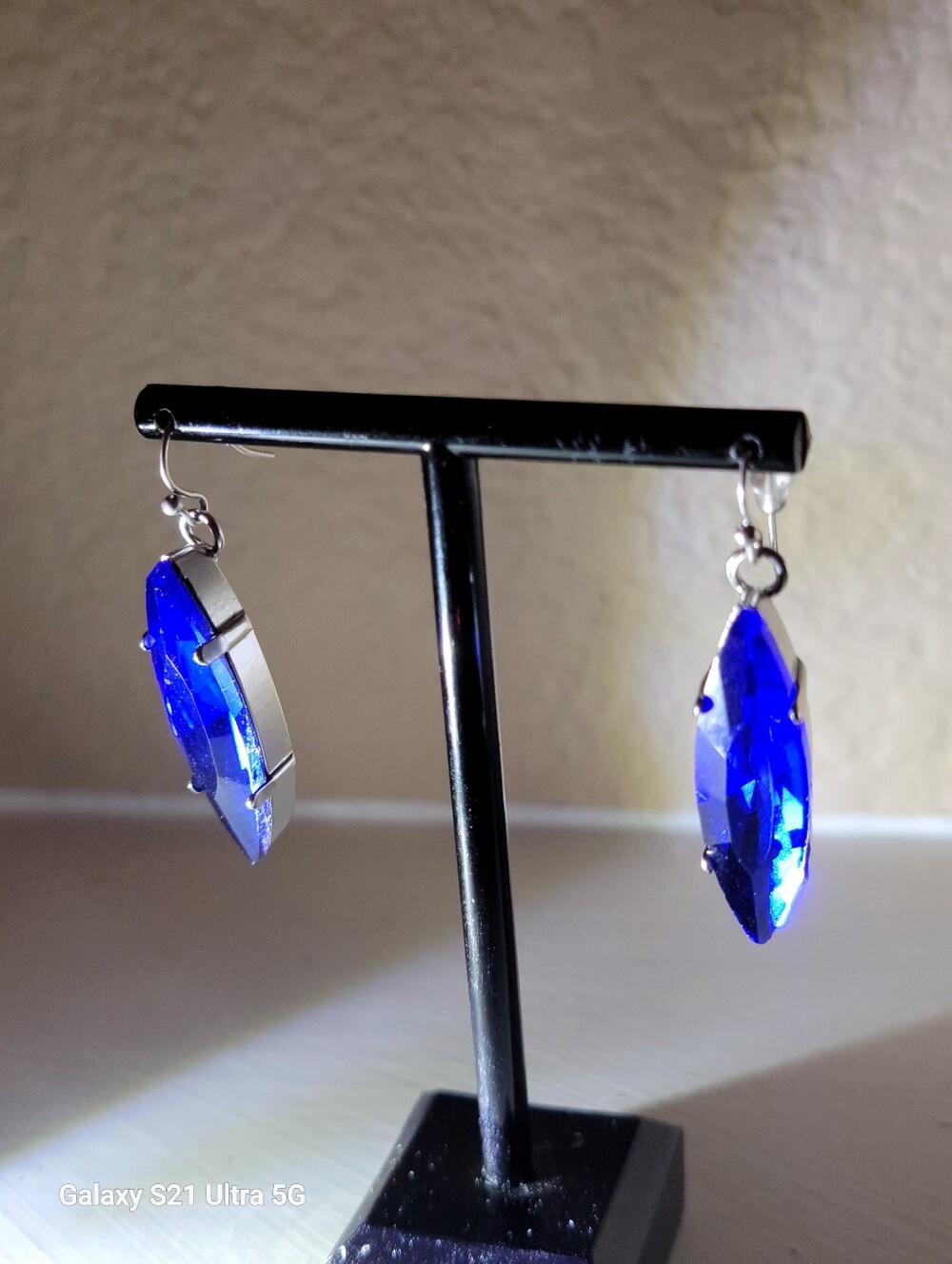 Deep Blue Navette Earrings